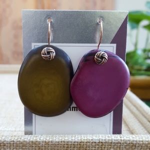 Handmade Tagua Nut Slice Earrings